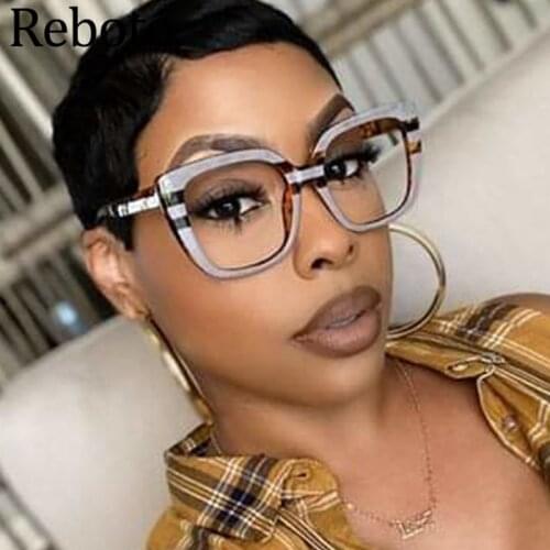 Fashion Brand Anti Blue Light Glasses Women Oversized Square Purple Eyeglasses Computer Prescription Glasses Frame Luxury Oculos