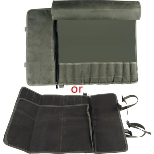 Portable Kitchen Cooking Chef Knife Bag Roll Bag Carry Case Bag Kitchen Cooking Tool Durable Storage 10 Pockets Green Co