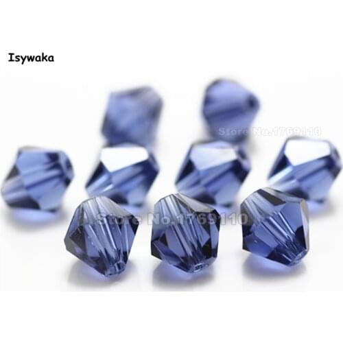 Isywaka 38pcs Water Blue Color 8mm Bicone Austria Crystal Beads charm Glass Beads Loose Spacer Bead for DIY Jewelry Making