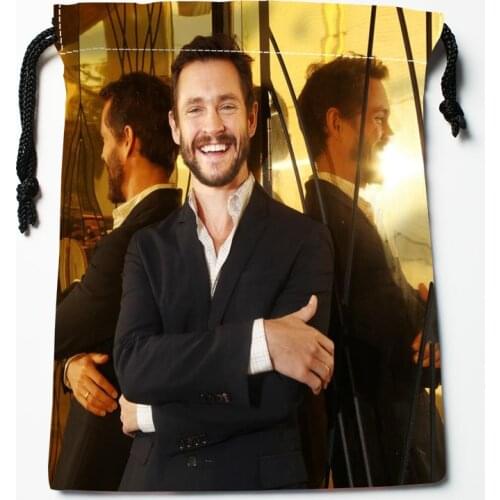 Custom Hugh Dancy Drawstring Bags Wedding Party Christmas Gift Pouches Packing 18x22cm Satin Fabric Storage Bag 12.2