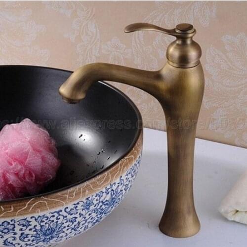Deck Mounted Bathroom Basin Faucet Brass Antique Hot And Cold bathroom Sink Mixer Taps znf019