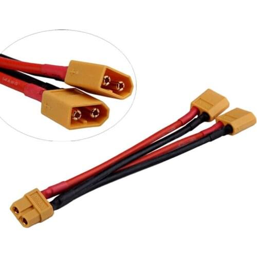 XT60 Parallel Battery Connector Cable Dual Extension Y Splitter Heat Resistant Silicone Wire 1 Female 2 Male or 1 Male 2 Female