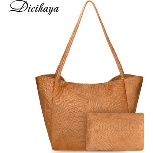 DICIHAYA Women PU Leather Hand Bag Velvet Shoulder Bag For Women Canvas Tote Fashion Large Capacity Hobo Coin Purse Female