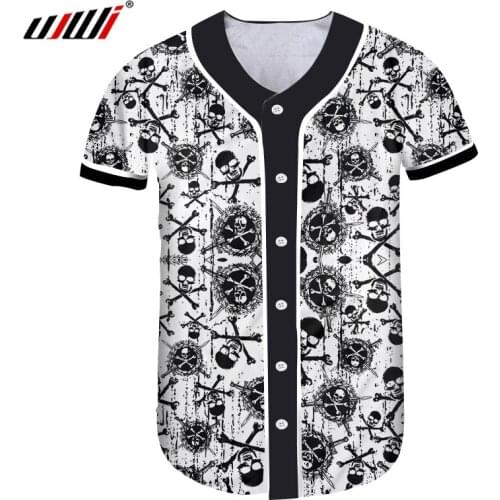 UJWI Unisex Sports Baseball Shirt 3D Printed Skulls And Sleleton Theme Mens T-shirt Fashion Man Oversized Tshirt Suppliers
