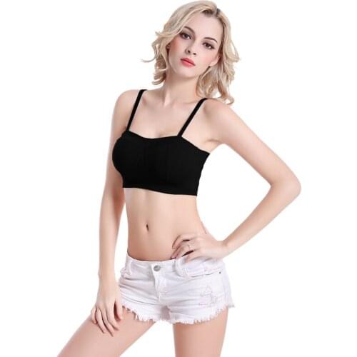 Ensnovo Womens Bra Wrapped Chest with Removable Pads Black Corset Tops Body Shaper