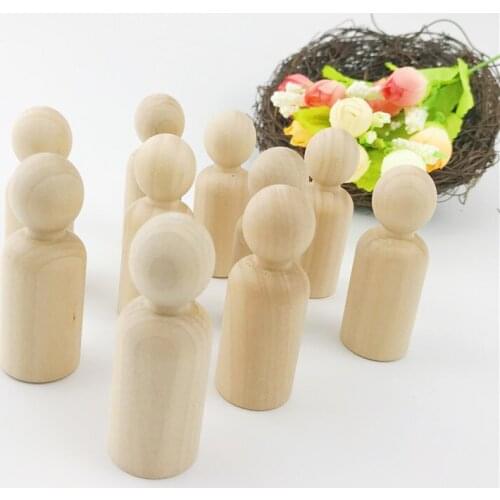 10pcs Wooden Man Peg People Nesting Set Peg Dolls Crafts DIY Toy Creative KidS Print Party Favor Wedding Home Decor