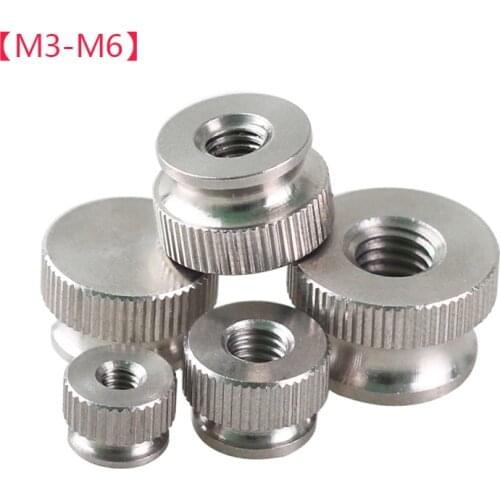 10PCS M3 M4 M5 M6 Knurled Thumb Screws Nuts 303 Stainless Steel High Head Step Hand Nuts Blind Hole & Through Hole