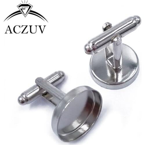 100Pcs 12mm 14mm 16mm 18mm 20mm 25mm Round Rhodium Plated Bezel Blank Cufflinks Blanks Findings Cuff Links Settings CL005