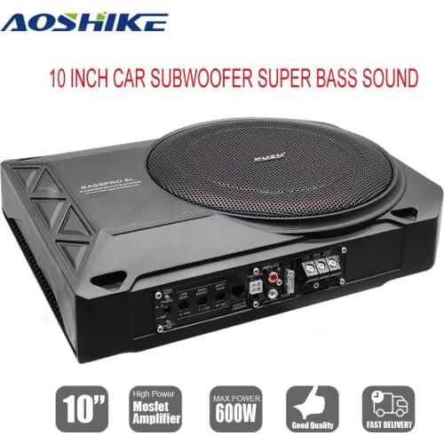AOSHIKE 10 Inch Car Speaker Built-inAmplifier 12V Audio Active Subwoofer 600W DSP Ultra-thin High-power Installation Universal