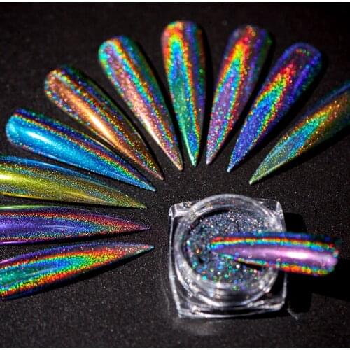 1g Glitter for Nails Holographic Dip Powder Mirror Polishing Chrome Pigments Nail Art Decorations Laser Dazzling Dust