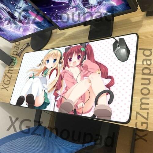XGZ Large Mouse Pad Black Lock Edge Anime Sexy Loli Computer Table Mat Speed Rubber Non-slip for Lol Csgo Dota E-sports Gamer