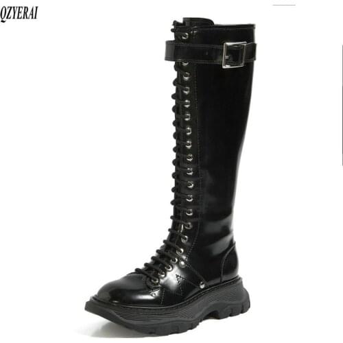 Martin boots Womens boots Genuine leather The knee boots The European The locomotive female boots cowhide Womens shoes