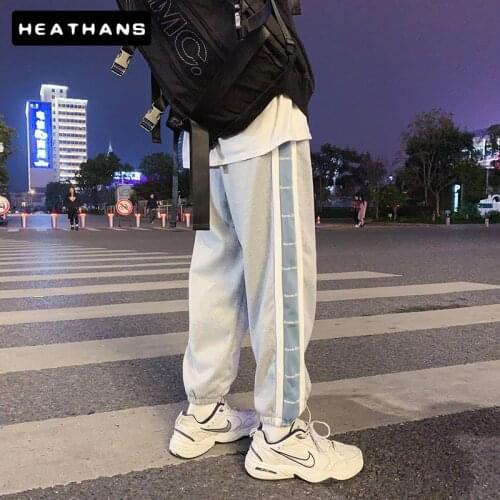 Casual Pants Mens Patchwork Oversize Autumn Fashion Elastic Waist Trousers Male Korean Outdoor Pencil Sweatpant Pantalons Hommes