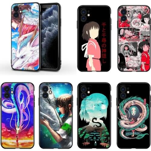 Anime Spirited Away For Apple iPhone 13 12 11 Mini XS XR X Pro MAX SE 2020 8 7 6 5 5S Plus Black Silicone Phone Case