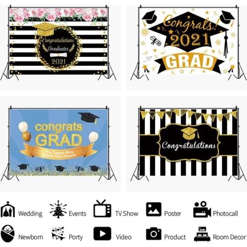 Black and White Striped Mortarboard Backdrop Graduation Season Rave Party Decorative Photography Studio Photo Custom Background
