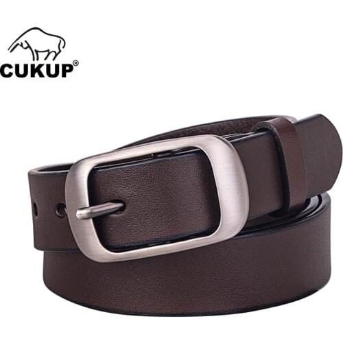 CUKUP 2020 Ladies Top Quality Cow Cowhide Leather Belt Pin Buckle 2.8cm Wide Dresses Belts for Women Jeans Accessories NCK933