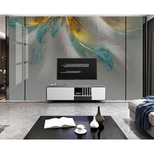 Home background wall decoration 3d wallpaper modern feather gray marble interior photo mural 3d wallpaper