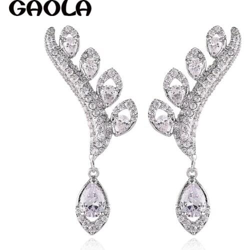 GAOLA Women Beautiful Sweet CZ Crystal Flower Shape Geometric Stud Earrings GLE9316