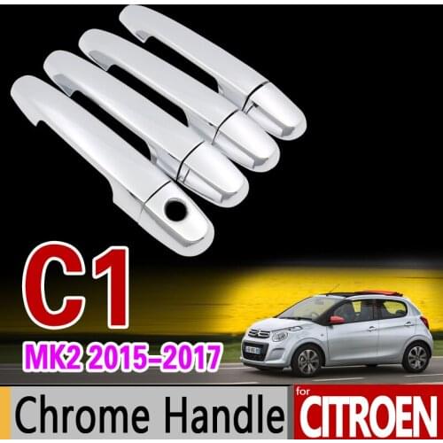 For Citroen C1 MK2 2015 2016 2017 2018 Chrome Handle Cover Trim Set of 2Dr 4Dr Never Rust Car Accessories Stickers Car Styling