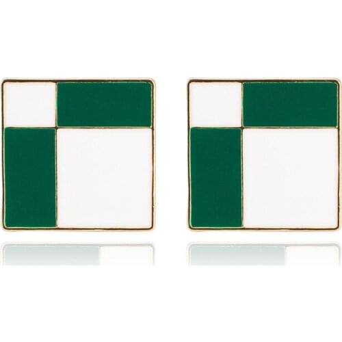 Plaid square fashion personality style black and white earrings ladies gift