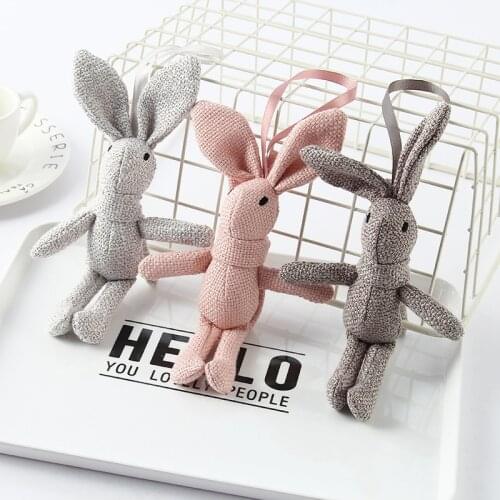 Rabbit Plush Animal Stuffed Dress Rabbit Key Chain Toy Kids Party Plush Toy Bouquet Plush Dolls Cartoon Bunny