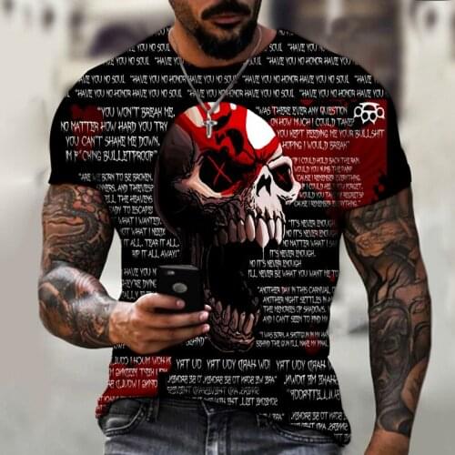 Skull Short-sleeved Summer New Style 3d Printing Fashion Personality Top Casual Sports Pullover Hip-hop Mens Oversized T-shirt