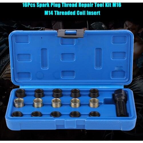 16Pcs Spark Plug Thread Repair Tool Kit M16 M14 Threaded Coil Insert