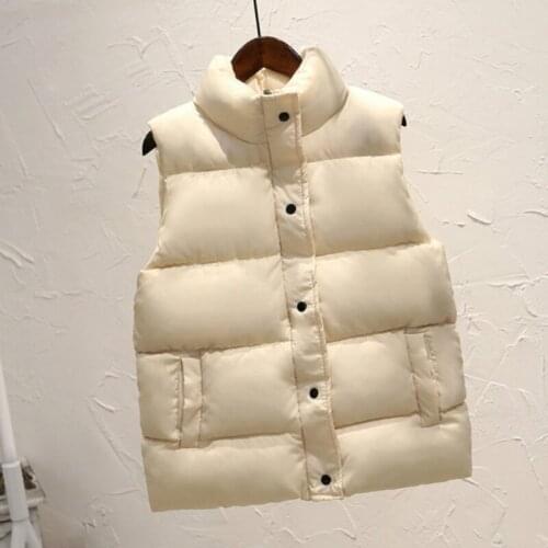 2020 New Women Sleeveless Down Cotton Vest Women Short Waistcoat Plus Size 3XL Stand Collar Autumn Winter Vest Coat HK438
