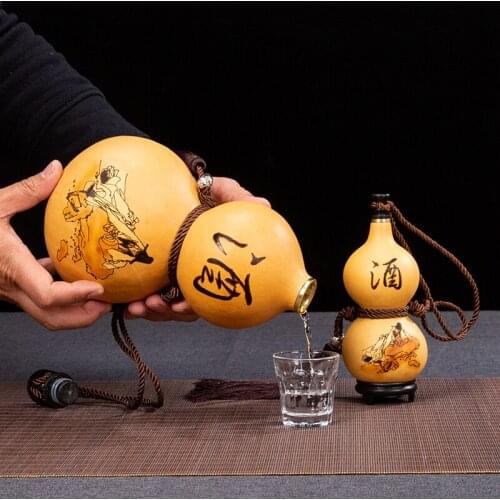 Natural Gourd crafts handmade Liquor container home decorations creative water bottle flagon Artwork wood crafts chic ornaments