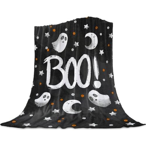 Ghost Star Black Horror Boo! Flannel Blanket for Sofa Microfiber Throw Bedspread Blanket Cover for Bed