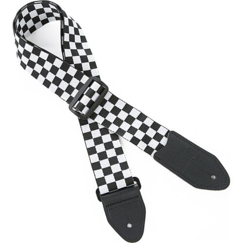 1pc Adjustable Ukulele Strap Black White Plaid Acoustic Guitar Strap Belt Ukulele Bass Guitar Part Accessories