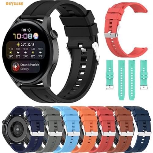 22mm Soft Silicone Strap For Huawei Watch 3/3 Pro/GT/GT 2e/GT2 46mm Smartwatch Wristband Replacement Watchband Bracelet Belt