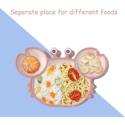 Baby Infant Silicone Cartoon Crab Plate Bowl Feeding Tableware