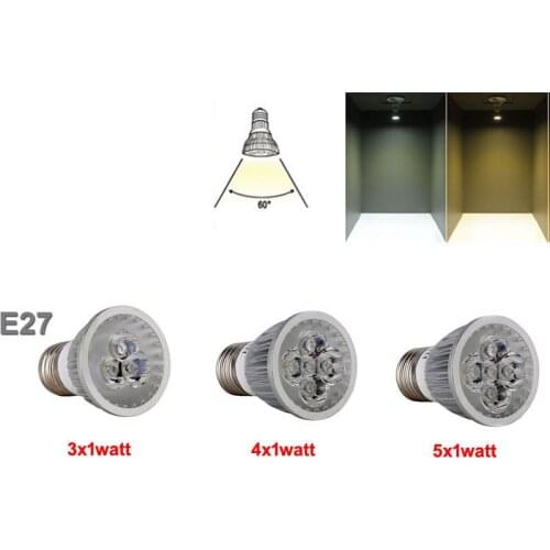 LED Spotlight Bulbs AC 85V-265V E27 Base 3x1Watt 4x1Watt 5x1Watt Ultra Bright 3W/4W/5W Led Bulb for Bedroom Sitting Study Room