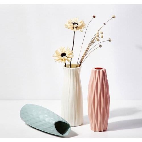 Flower Vase Decor decoration salon Home Plastic Vase White Imitation Ceramic Pot Flower Basket Nordic Decoration Vases