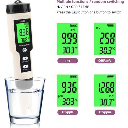 High Precision Portable 4 in1 H2/PH/ORP/TEMP Meter Digital Multifunctional Backlight Hydrogenrich Water Quality Instrument