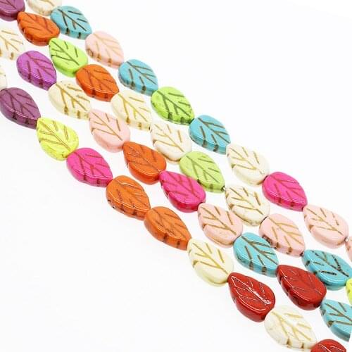 10x14mm Bright Colored Turquoise Loose Beads Leaf Shape Stone Beads Strand Jewelry DIY Necklace Bracelet Accessories Wholesale
