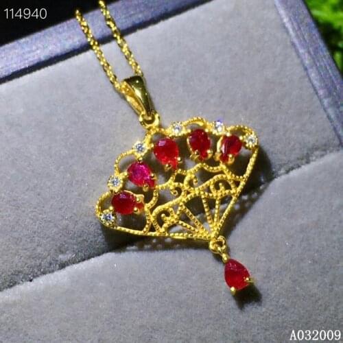 KJJEAXCMY fine jewelry 925 Sterling Silver inlaid natural ruby trendy girl Pendant Necklace support test
