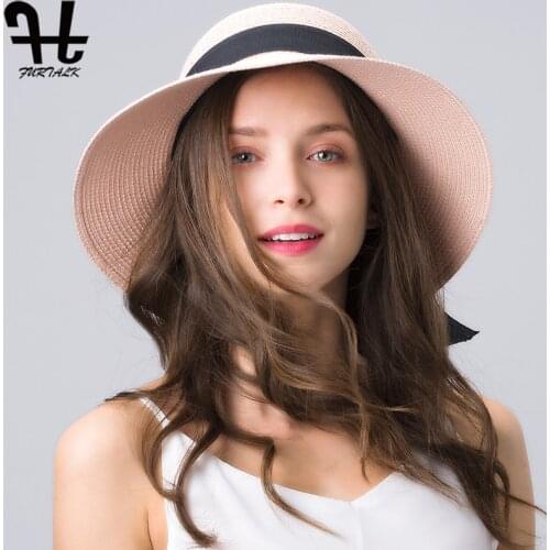 FURTALK Sun Hat for Women Summer Panama Hat Female UV Protection Floppy Beach Straw Hat Ladies Wide Brim Travel Sun Bucket Cap