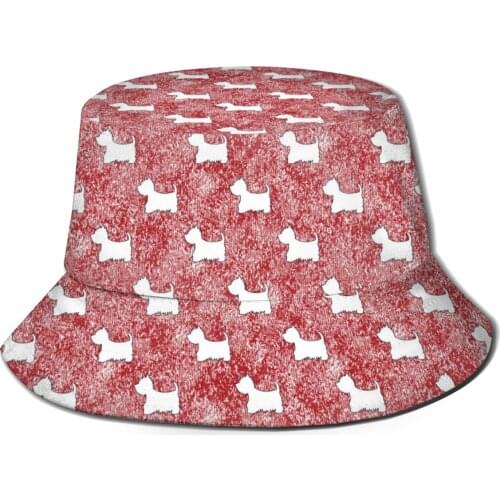 NOISYDESIGNS Cute Westie Dog Print Panama Bucket Hat Women Summer Bucket Cap Westie Bob Hat Hip Hop Gorros Fishing Fisherman Hat