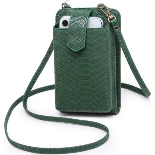 Fashion Crocodile pattern Leather Mobile Phone Bag Women Ostrich Pattern Small Crossbody Bags Shoulder Bag Female Clutch Wallet