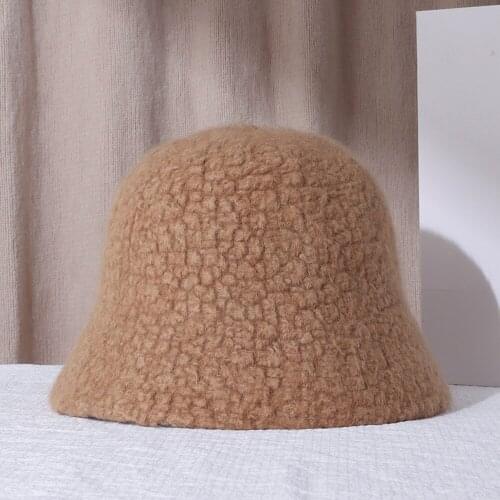 New 2021 womens winter Bucket hat Felt Lamb wool for girl autumn and winter fashion Fur panama hip hop hat off white cap