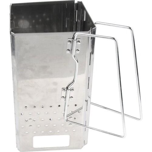 17 x 30cm Durable Stainless Steel Outdoor BBQ Hiking Foldable Charcoal Stove with Handle