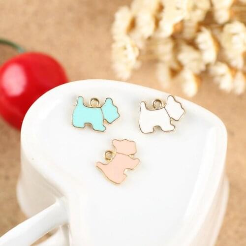 20PCS Enamel Animal Pet Puppy Gog DIY Jewelry Pendant Charms Gold Tone Oil Drop Metal Jewelry Findings Braclelet Floating Charm