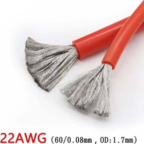 22AWG Silicone Gel Rubber Wire OD 1.7mm Flexible Cable High Temperature Insulated Copper Ultra Soft Electron DIY Line Colorful