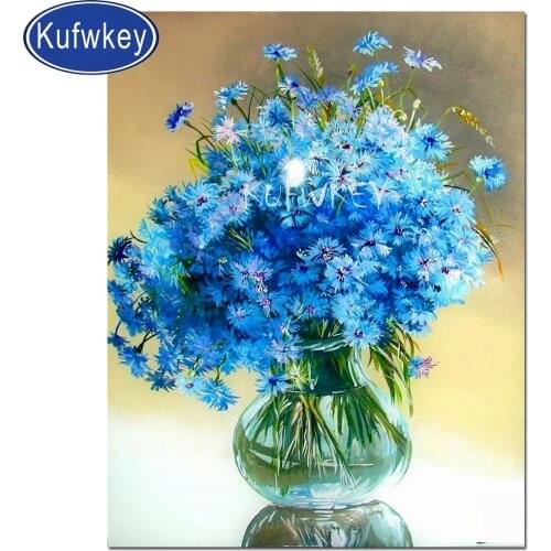5D diy Diamond Painting Cornflowers Diamond Mosaic Full Drill Square Diamond Embroidery sale flowers Pictures Of Rhinestones