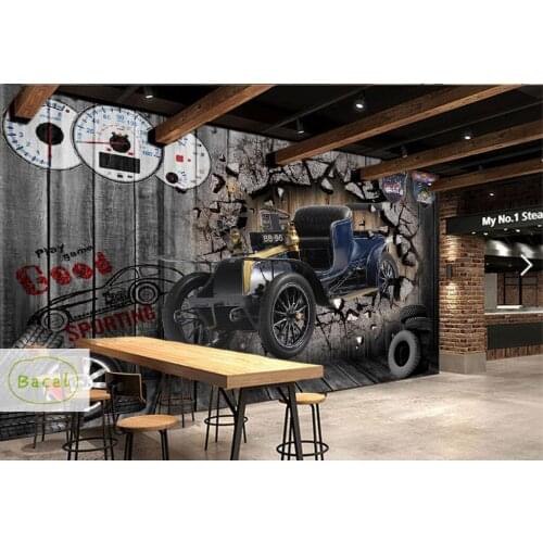 Bacal Custom Photo Wallpaper 3D Car Retro Nostalgic Style Restaurant Cafe Shop Background 5D Wall Decor Art Wall Painting Mural