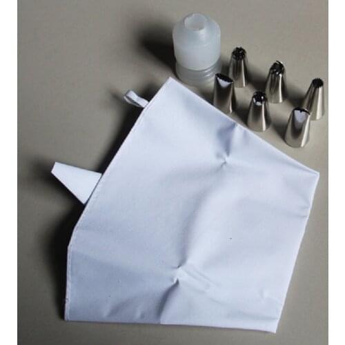 Free Shipping Stainless Steel 6pcs Piping Nozzles Decorating Set With Pastry Bags &Coupler