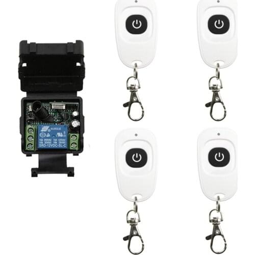 DC12V 24V 1CH 1 CH Mini Wireless RF Remote Control Light Switch 10A Relay Output Radio Receiver Module+one-button Transmitter