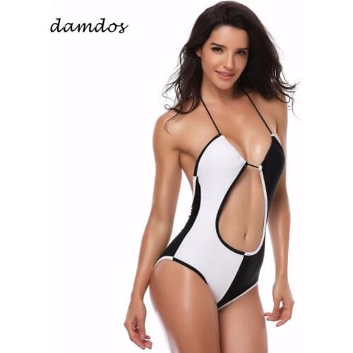 Bikini 2019 Women Swinsuit SexyTankini Swimwear for Women Black and White Patchwork One-piece Suit Bathing Suits Bikini Cover up